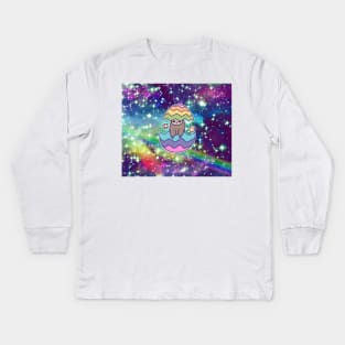 Easter Egg Sloth - Rainbow Space Kids Long Sleeve T-Shirt